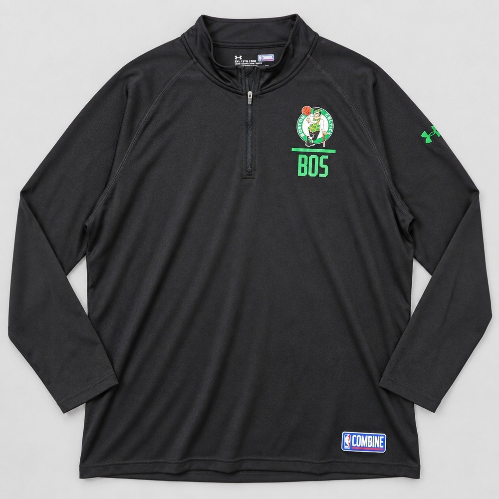 Under Armour NBA Combine Boston Celtics Quarter Zip Pullover Mens 2XL Black